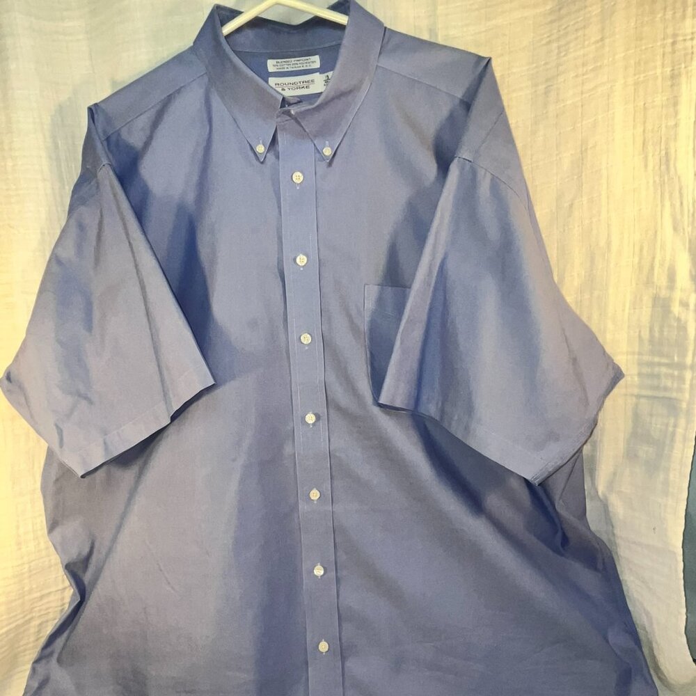 Roundtree & Yorke Mens Size 2XL Short-Sleeve Blue Oxford - PERFECT CONDITION!